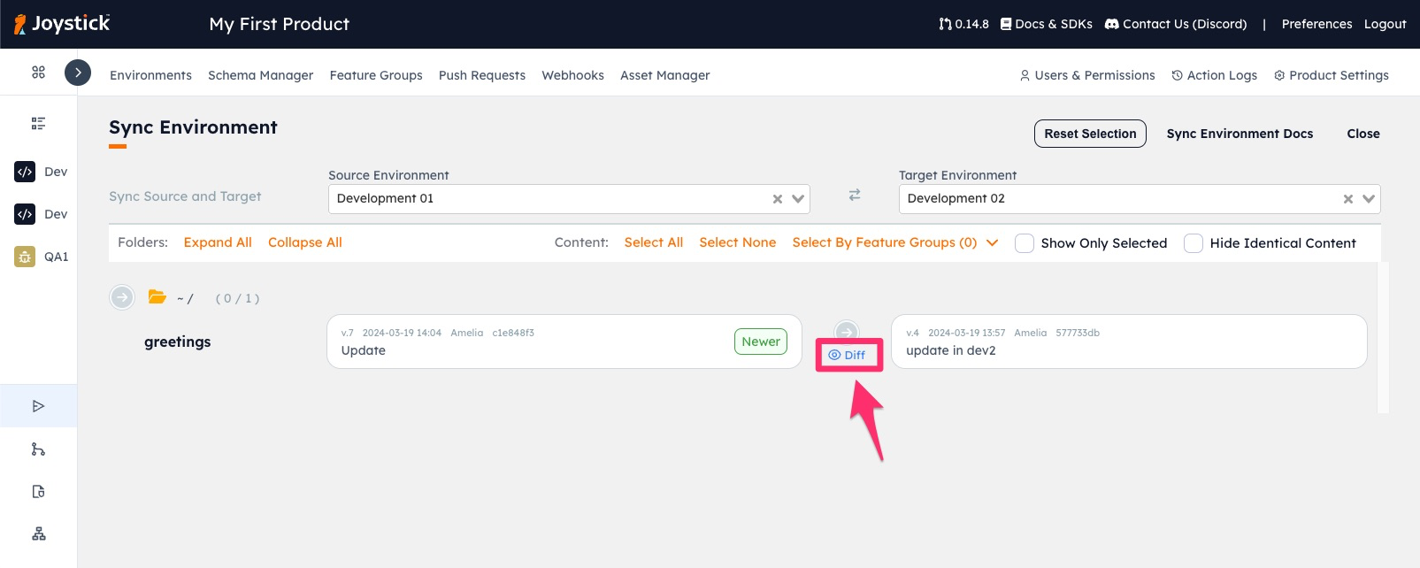 Access the Merge Tool from the Sync Tool